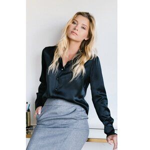 Ravella Monaco Silk Blouse, Size 6, Black, New!